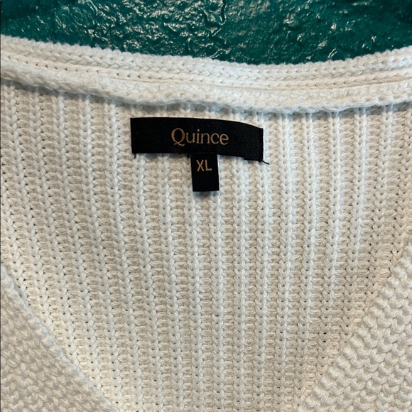 Quince White V-Neck Sweater - Picture 2 of 9